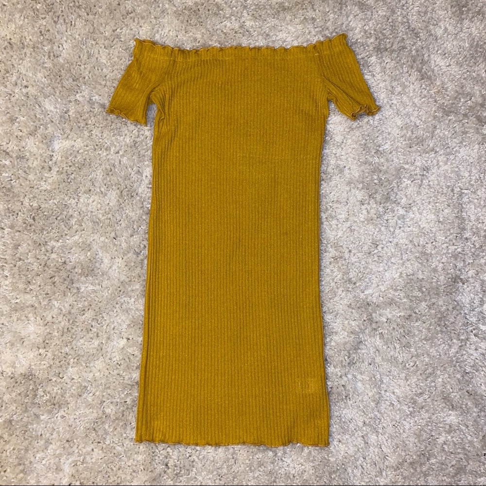 Mustard Yellow, Ruffled, Maxi-Dress